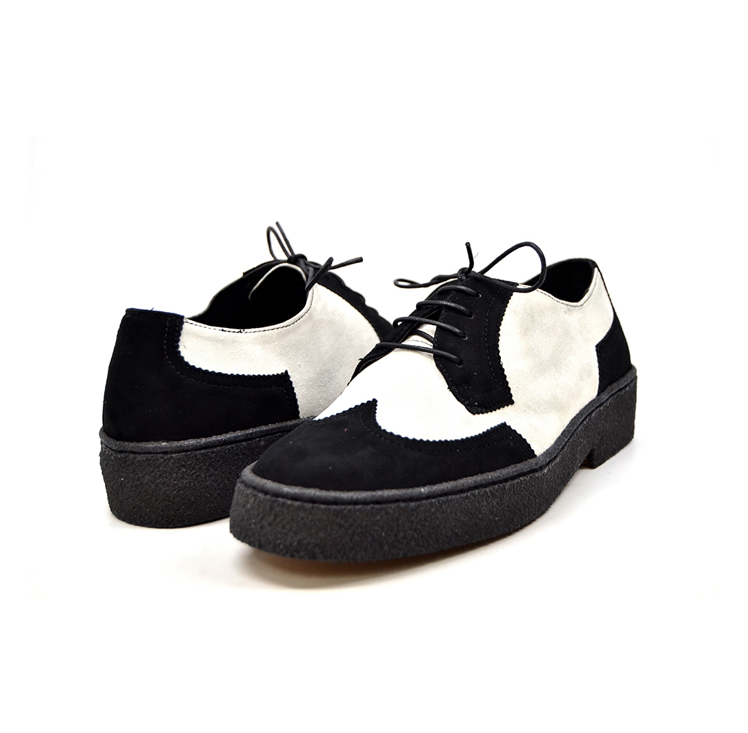 black & white wingtip shoes