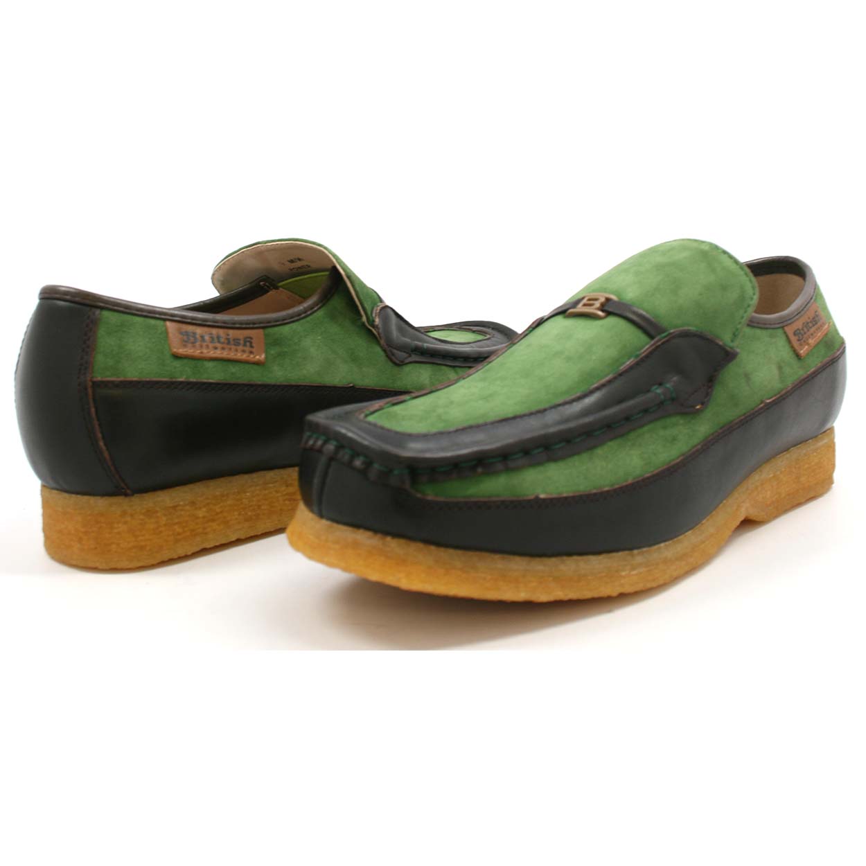 School Slip On Green/Brown Shoes [777 